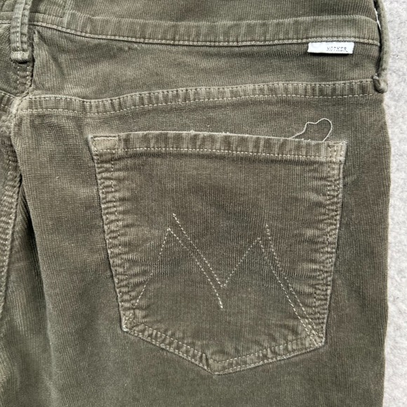 Mother Jeans Women 30  The Dropout Cropped Corduroy Olive‎ Green Hopscotch USA - Picture 15 of 15
